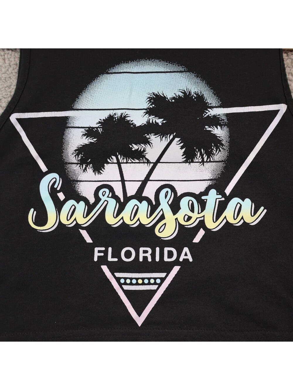 Miami Style Tank Top Women Small Black Crop Sarasota Florida - Picture 2 of 7